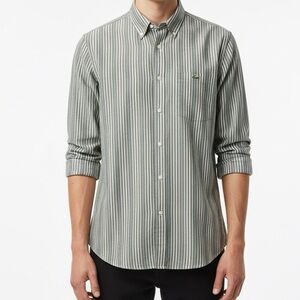 Lacoste Long Sleeve Button Down Shirt with Stripes size 42